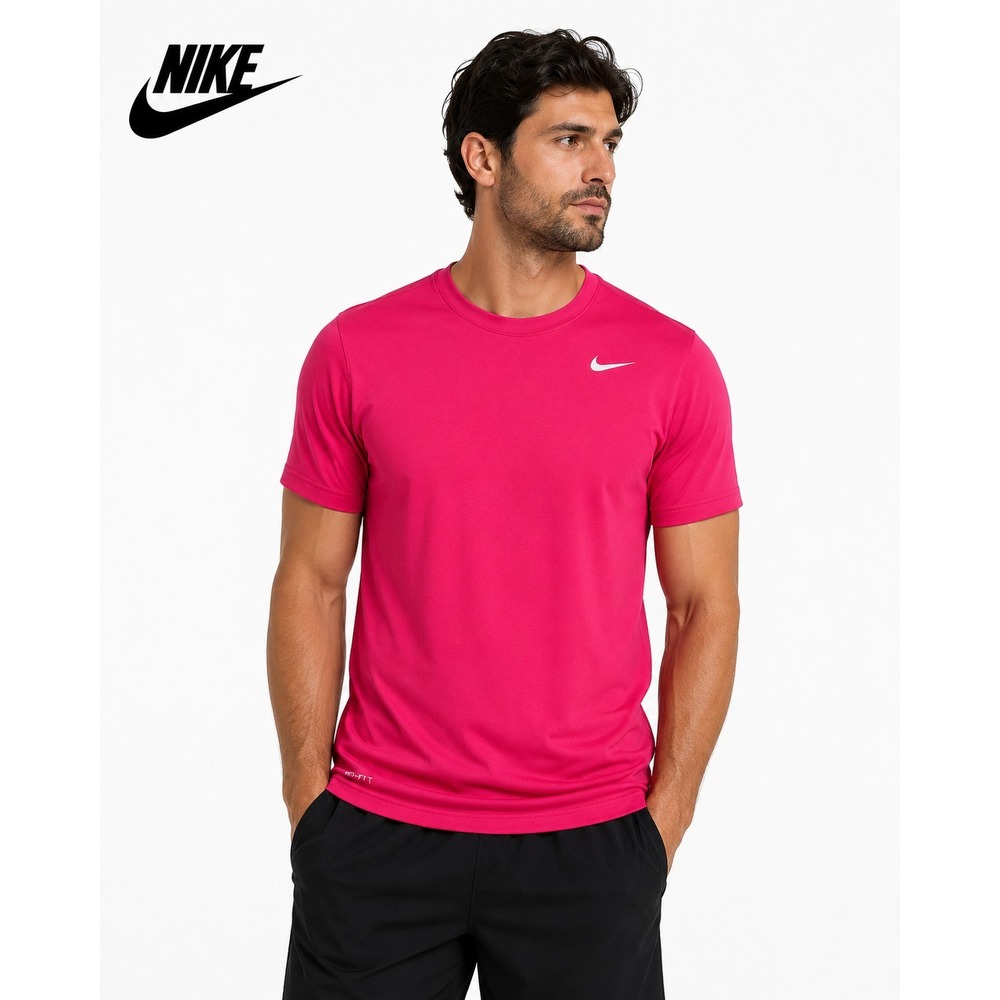 Nike Dri-Fit T Shirt Men's Medium Red Logo Short Sleeve Athletic Cut